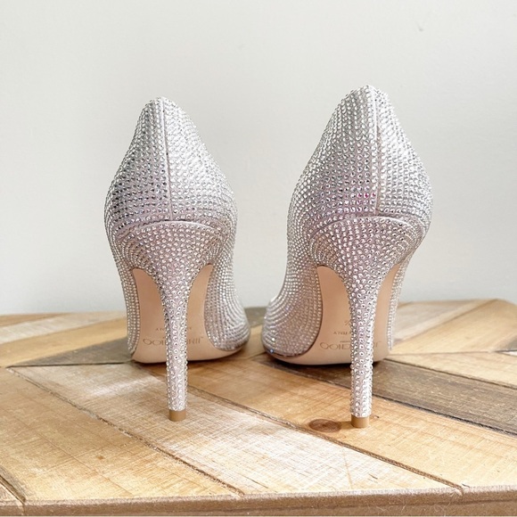 Jimmy Choo Taliah Pave Crystal Peep Toe Heels - Picture 9 of 11